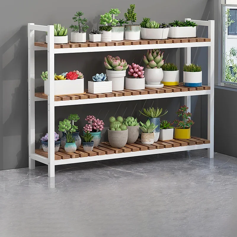 Wood Flower Shelf Plant Shelves Multilayer Balcony Living Room Floor Type Plant Shelves Indoor Flowerpot Furniture