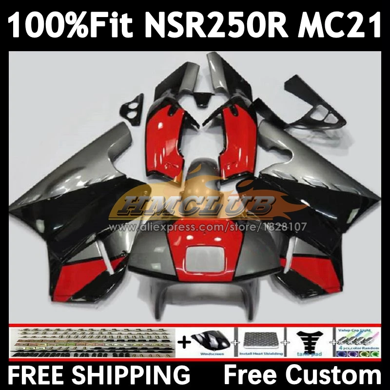 Injection For HONDA NSR 250 MC21 PGM3 NSR250R 90 91 92 93 94No.19 NSR250 R RR NSR 250R 1990 red silver 1991 1992 1993 Fairing