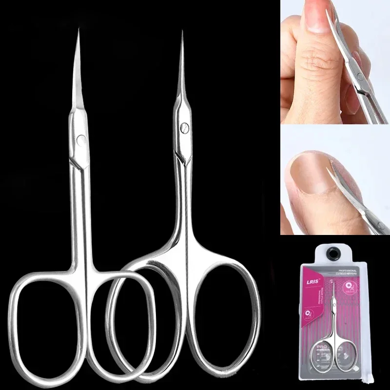 Stainless Steel Russian Manicure Scissors Cuticle Regrowth Cut Curved Tip Nail Pedicure Grooming Professional Dead Skin Remover