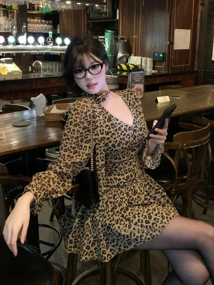 

XZY Сексуальная женская юбка больших размеров в стиле ретро с леопардовым принтом, с завышенной талией, корейский стиль, для повседневной носки, из полиэстера