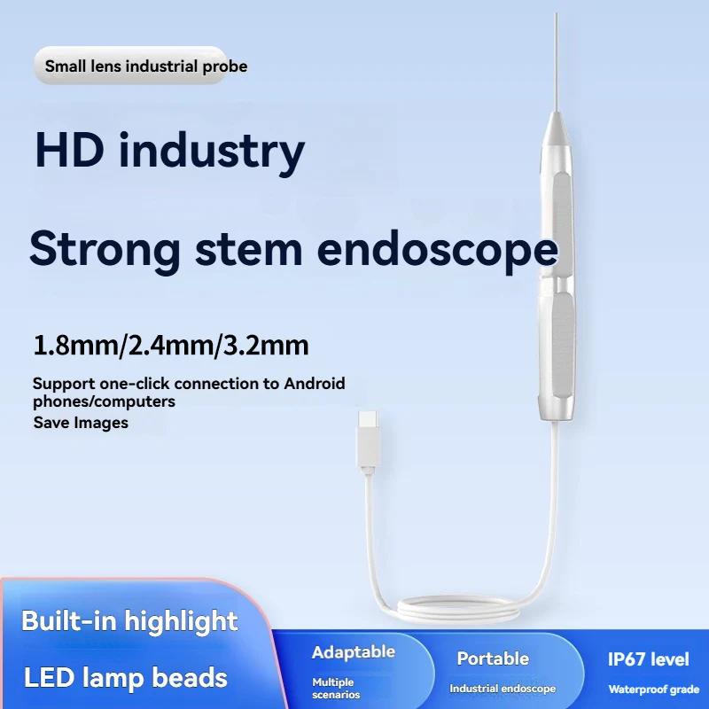 

Промышленный эндоскоп 1,4/1,6/2,4/3,2 мм, инструмент для осмотра камеры высокой четкости, Android ПК, жесткий стержень 2,4 мм, водонепроницаемый объектив