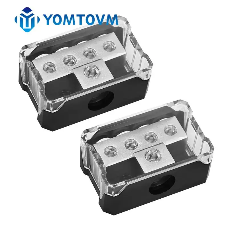 2Pcs 4 Way Car Audio Power Fuse Holder Distribution Block 0/2/4 AWG in 4/8/10 Gauge Out for RV Yacht