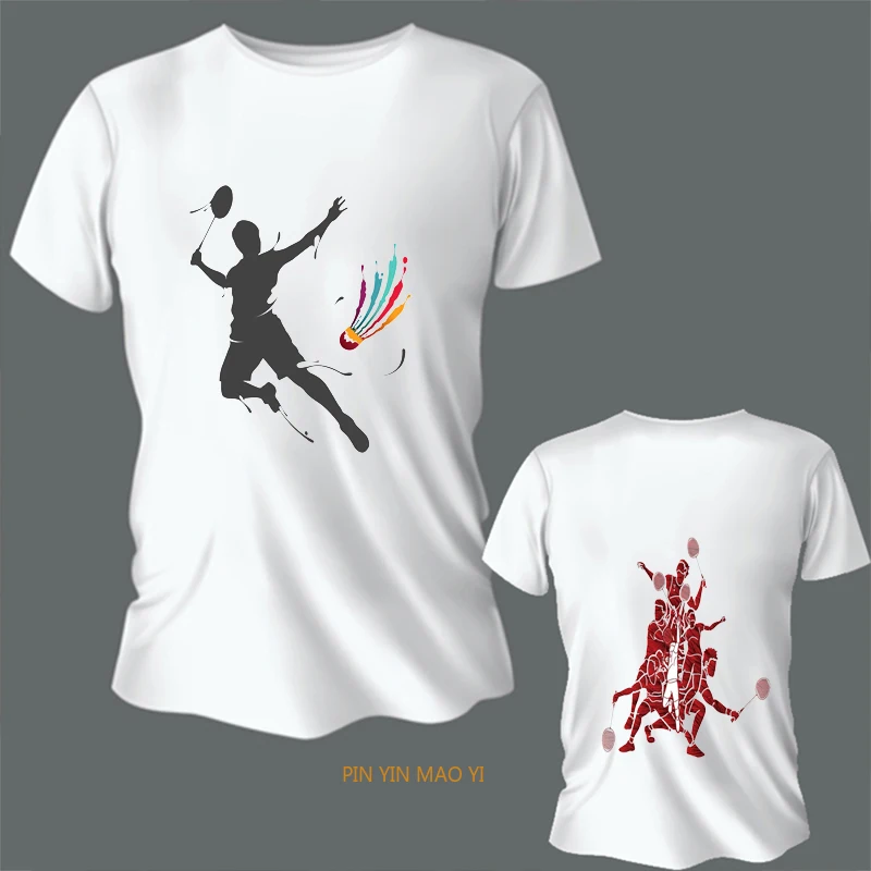 Badminton Printed T-shirt Tee  Summer O-neck  Hip-hop Sport Graphic T Shirts for Women Hipster Loose  Men Clothing