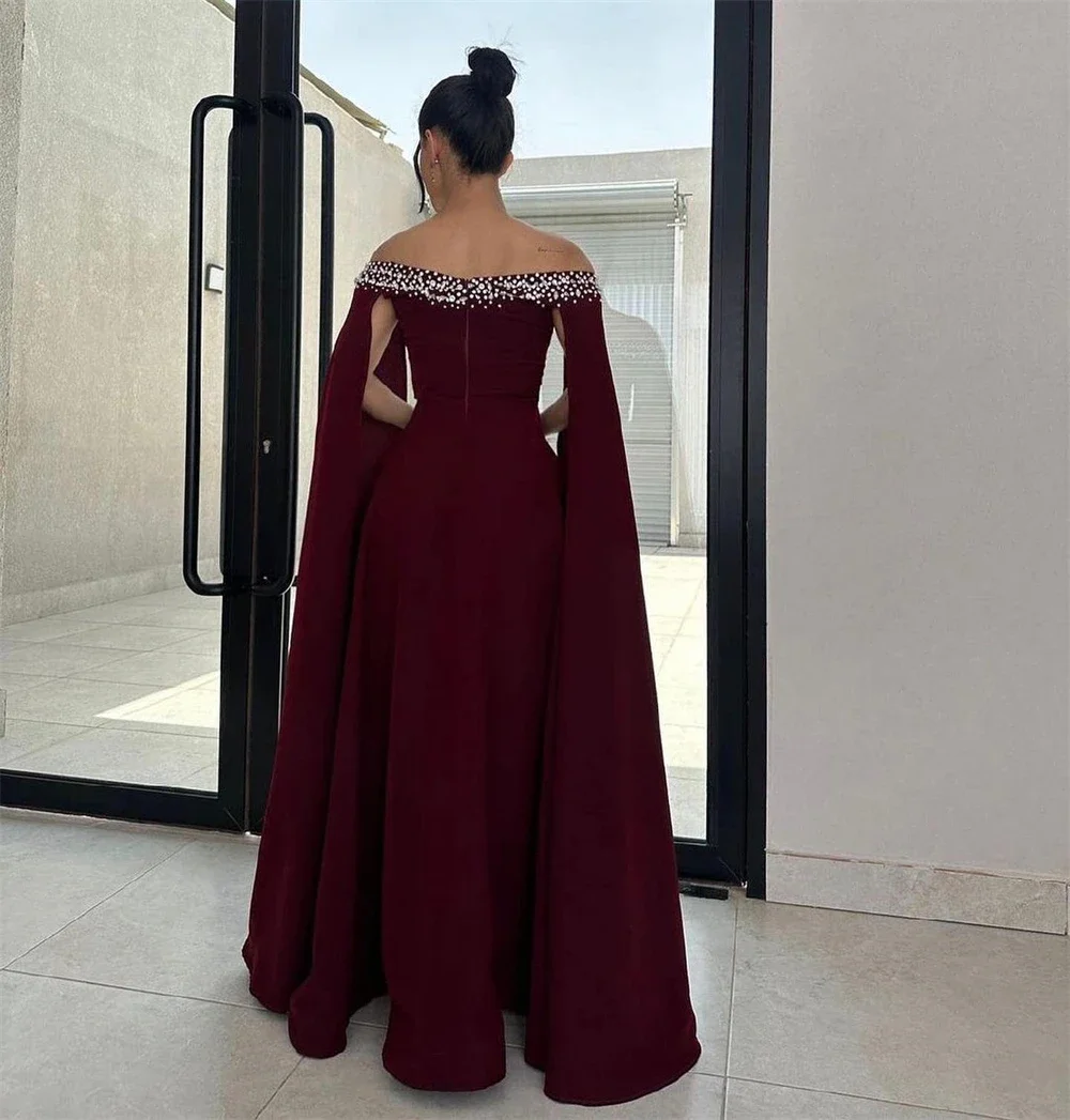 Customized  Prom Dress Strapless Column Floor Length Pearl Piping Bespoke Occasion Dresses Saudi Arabia Formal Evening