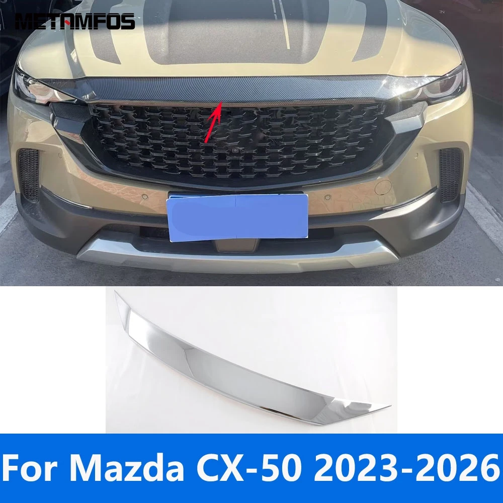 

Front Engine Hood Bonnet Grille Lid Cover Trim For Mazda CX-50 CX50 2023 2024 2025 2026 Carbon Fiber Accessories Car Styling