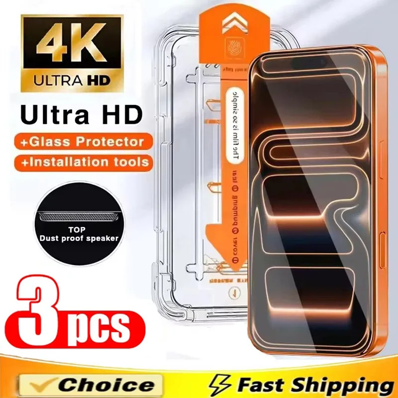 3 قطعة HD الزجاج المقسى آيفون 17 16 15 برو ماكس طلاء Oleophobic سهلة التركيب طبقة حماية ل 14 13 11 12 XS ماكس الزجاج #1