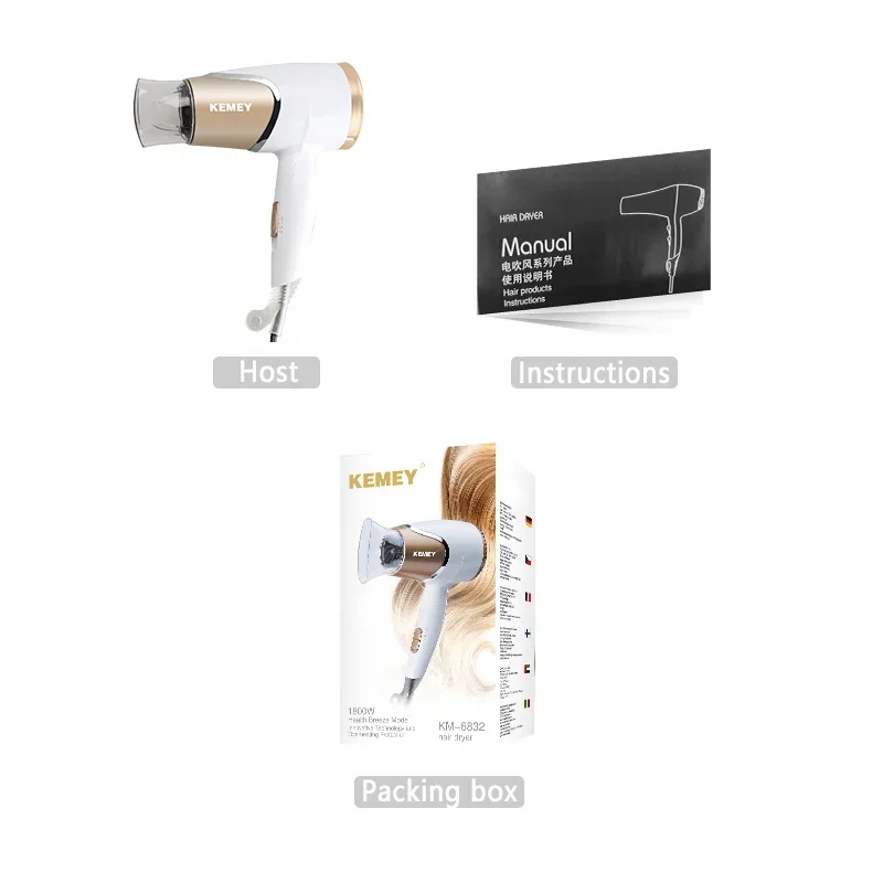 KEMEY KM-6832 hair dryers  mini foldable hair dryer hat  blow dryer Constant temperature hair care  secador de cabelo