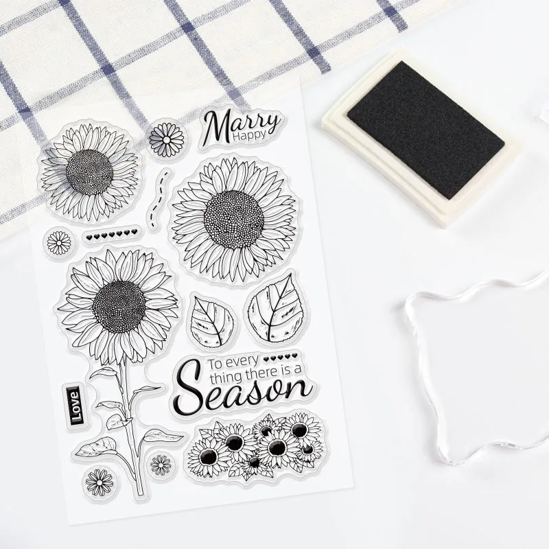 1Sheet Sunflower Clear Stamps Transparent Silicone Stamp for Card Making Decoration and DIY Scrapbooking