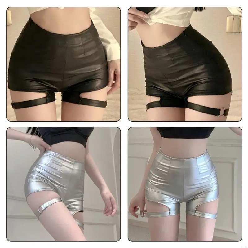 

39BC Multipurpose PU Hot Pant for Party and Daily Wear High Waist Cutout Mini Shorts