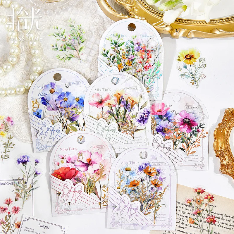 

24sets/lot Kawaii Stationery Stickers flower with beautiful writing Diary Decorative Stickers Scrapbooking Craft Stickers
