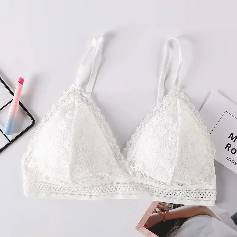 Bra renda bunga seksi atasan untuk wanita Push Up Lingerie Wanita Bralette bernapas bantalan dapat dilepas Bra tanpa kawat baru modis tipis