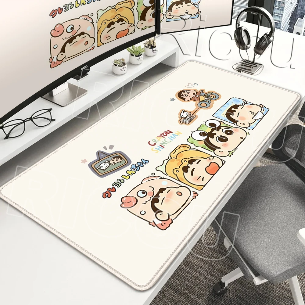 Anime C-Crayon Shin-chan Mouse Pads Kawaii Cartoon Style Locking Edge Rugs Gaming Table Laptop Computer Keyboard Rubber Desk Mat