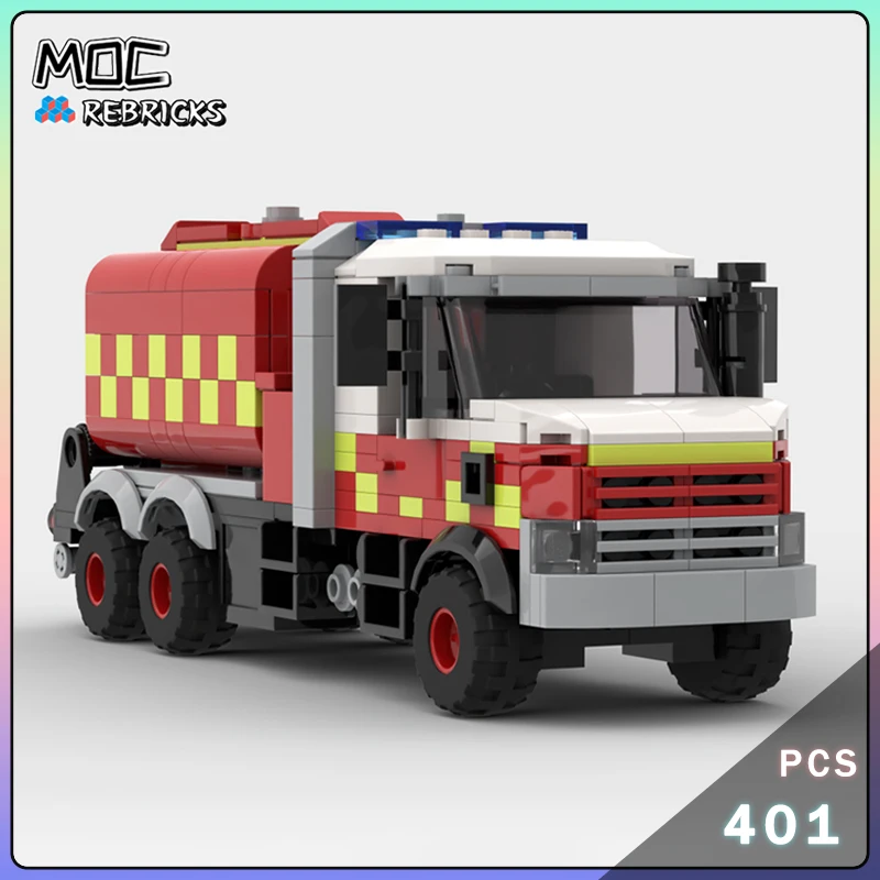 MOC أستراليا الكابينة على السائبة الناقل المياه النار السائبة المياه ناقلة شاحنة صغيرة نموذج اللبنات لتقوم بها بنفسك لعبة الطوب هدايا عيد الميلاد