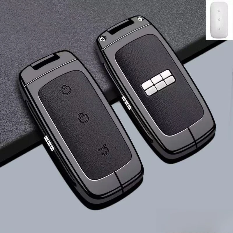 Key Fob Cover for Geely Galaxy Xingyao 6/L6 EM-i/A7/E8/Xingyao 8/E5/L7/Starship 7/M9, Heavy Duty Metal Case Shell with Keychain
