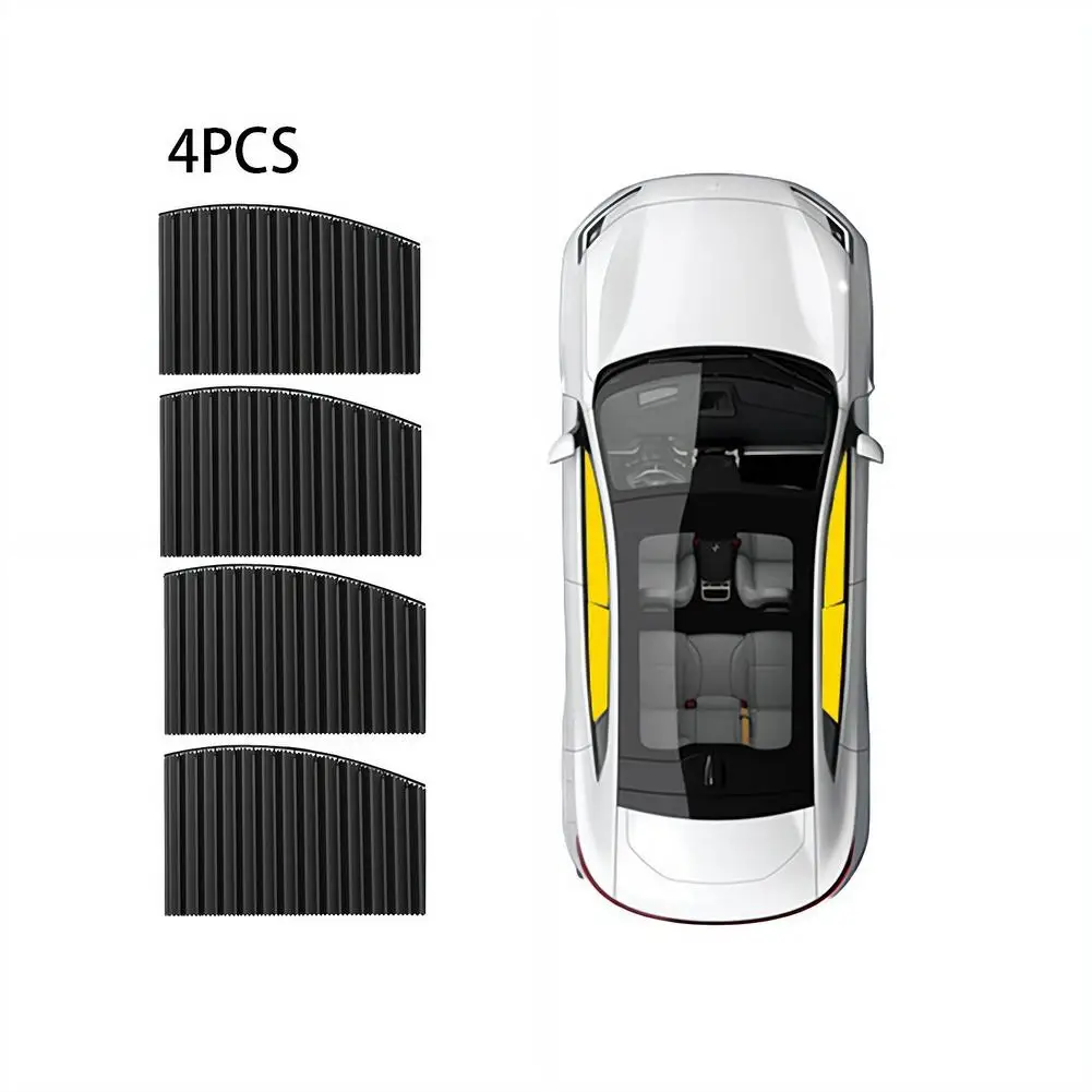 2/4 Stück Auto-Sonnenschutz Seitenfenster-Vorhang Faltbarer UV-Schutz Zubehör Schwarzer Reiner Stoff Auto-Accessoires – Detail 3