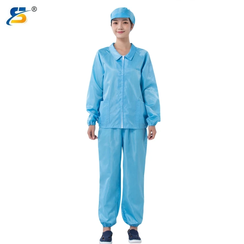 Wholesale neutral reusable dust-free workshop dust-proof anti-static clothing with pockets clean room split type work clothes