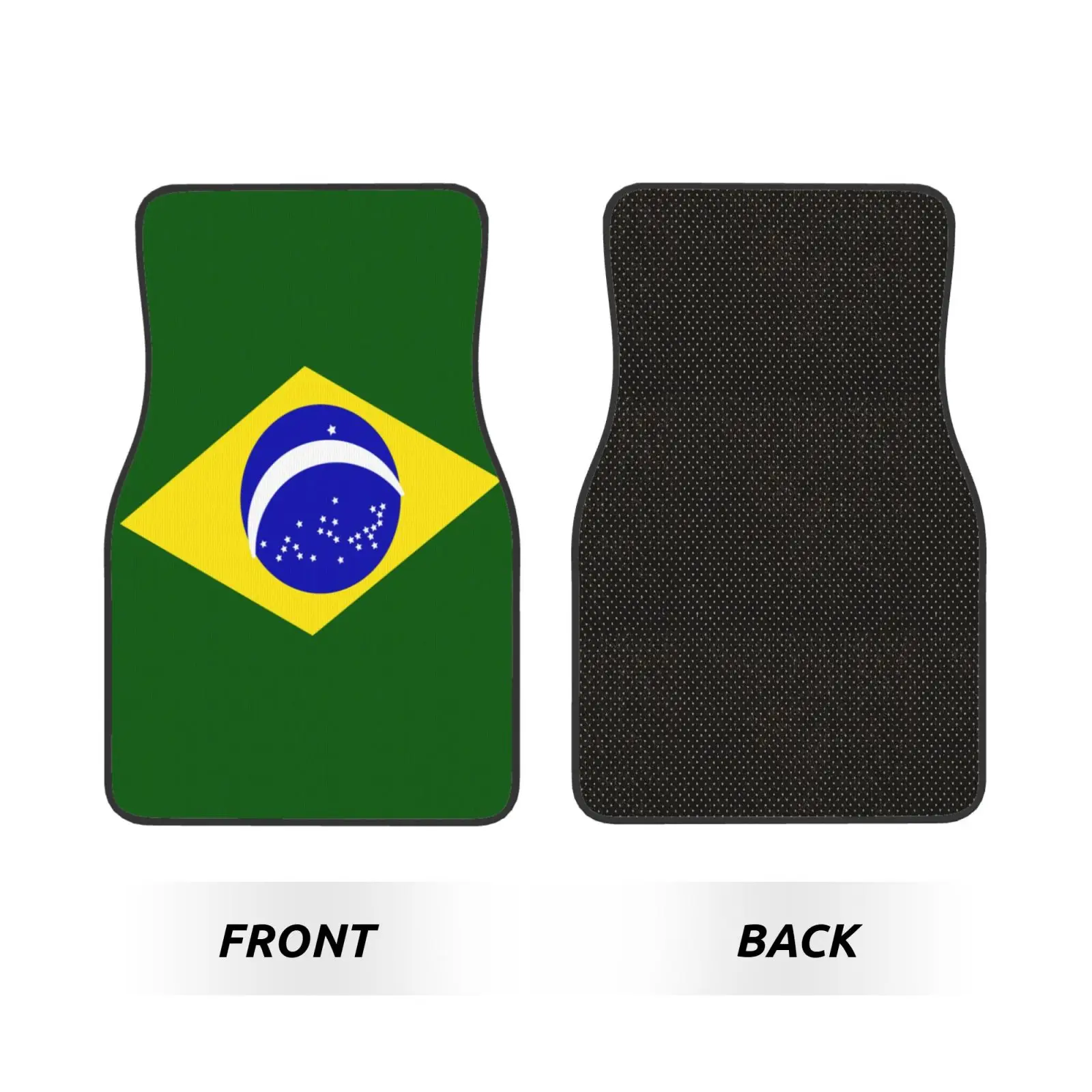 Flag of Brazil Pattern Car Floor Mats of 4 Pieces Anti Slip Front Rear Foot Mats Universal Car Accessories for SUV Van Truck