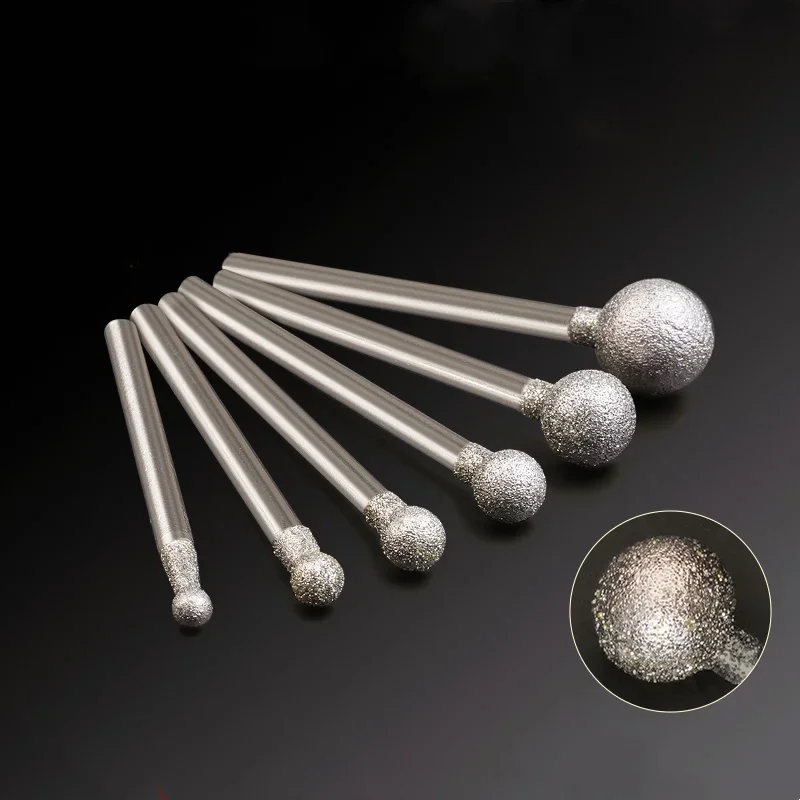 10-50pcs Ball Diamond Grinding Head 2.35/3 Shank Ball Shape Drill Bit Cutter Jade Carve Tools Engrave Rotary Spherical Burr Tool