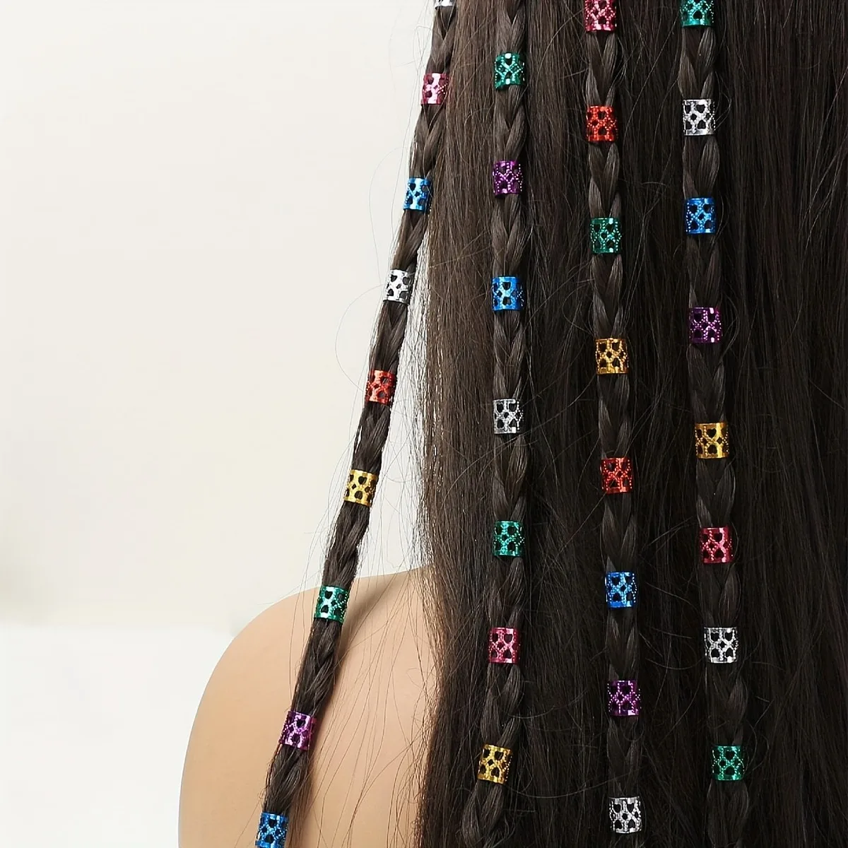 60pcs Alloy Hair Ring Braid Hair Buckle Dreadlock Hair Tube Hair Accessories Loc Hair Jewelry for Braids For Girls Women