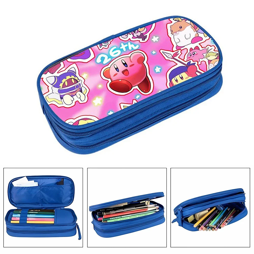 Star Kirby Student Pencil Case Portable Game Cartoon Print Child Pencil Box Back To School Supplies Teenage Cute Pen Storage Bag