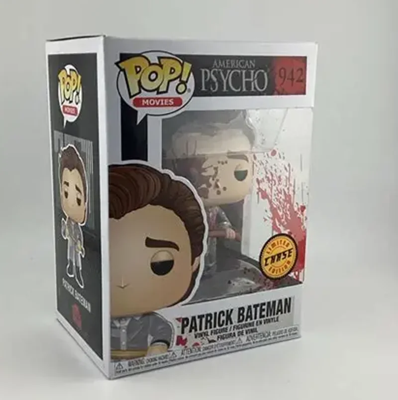 Figura de acción Funko Pop de la película American Psycho, Patrick Bateman # 942 Juguetes de la versión Regular y Chase Bloody, regalo para fanáticos del horror