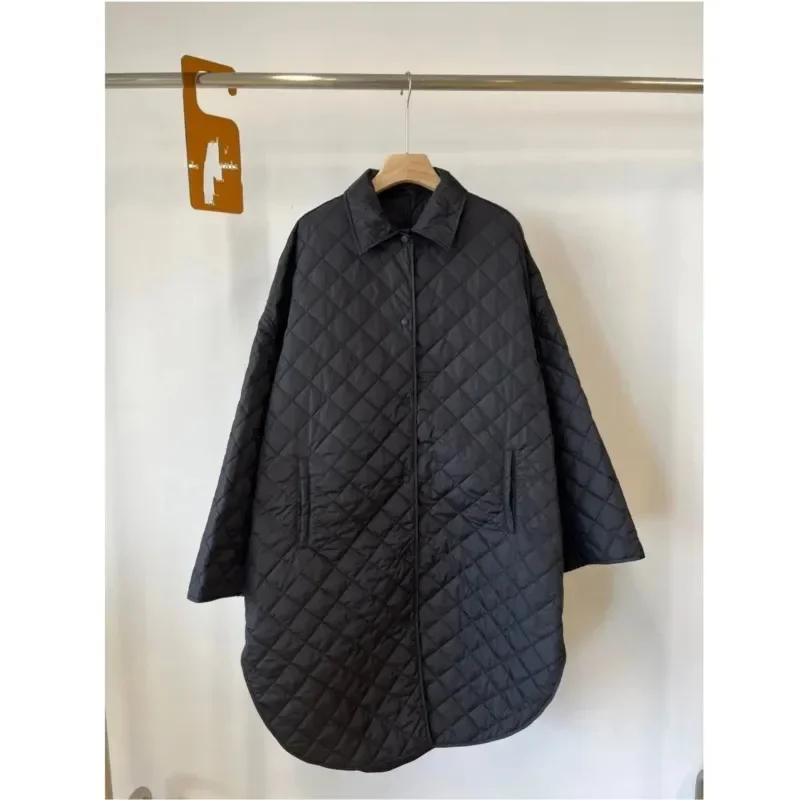 TT Coat 2024 Autumn/Winter New Quilted Cocoon Type Cotton Mid Length Small Cap Cotton Coat