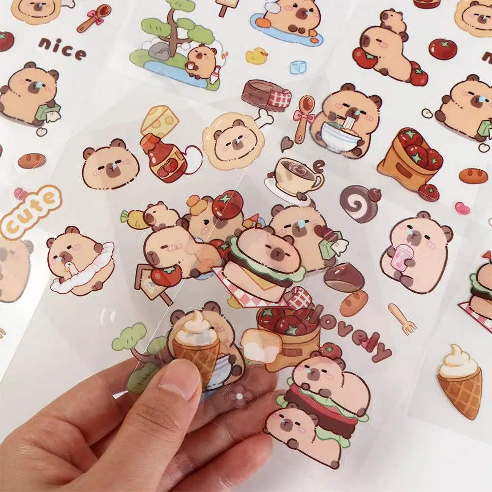 5pcs Capybara Orange Capybara Stickers Fashion Kawaii Swimming Capibara Stickers Creative Paper Cartoon Kapibara Stickers