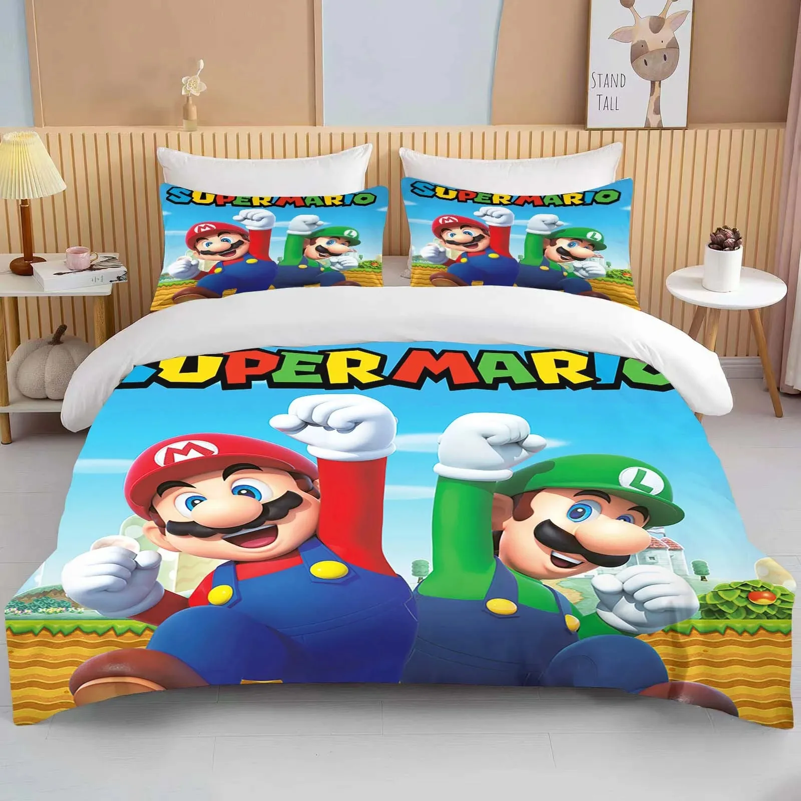 

Super-Mario Bros King Size Bedding Sets Anime Cosplay Cute Bed Quilt Covers Pillowcases Bedroom Duvet Cover Sets