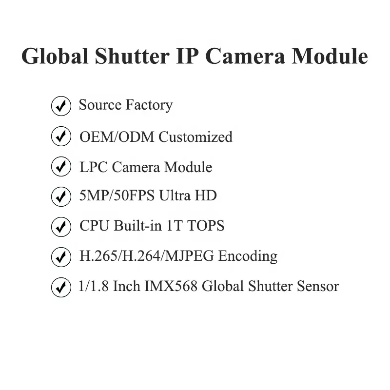 Global Shutter camera module  ,IMX568  5MP  60FPS IP board ,1/1.8Inch  big size full color global shutter ITS solution camera