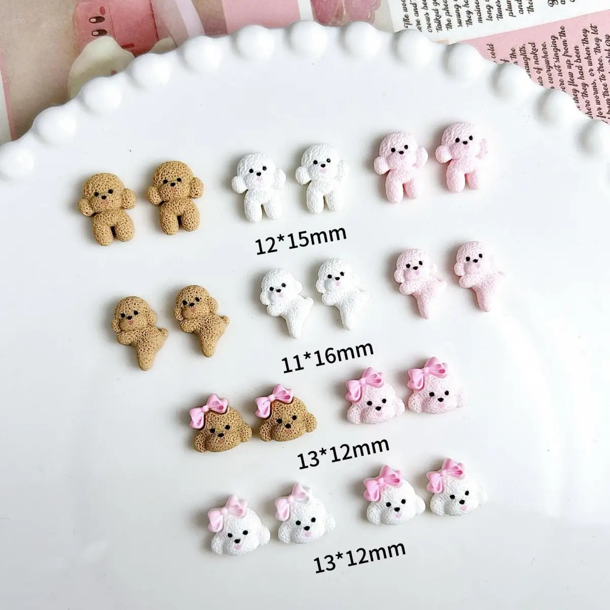 20PCS Neue Kreative Entzückende Welpen Harz Nagel Charms Cartoon Bunte Bogen Hund Nail art Dekorationen für DIY Haarnadel Nagel ornamente