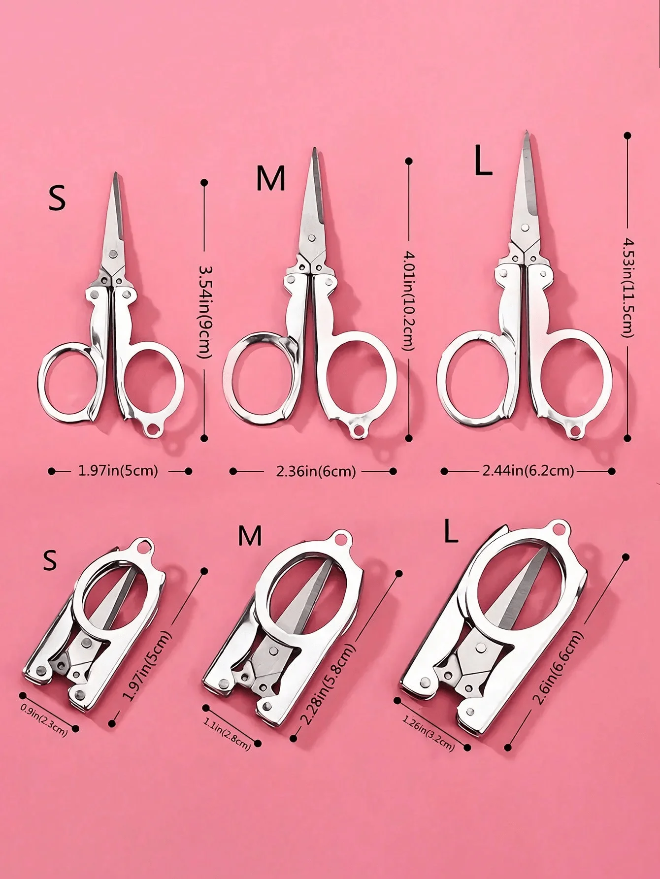 1pc Folding Scissors, Steel Small Scissors Pocket Portable, Foldable String In Key Ring Travel Scissors Mini Craft Knife