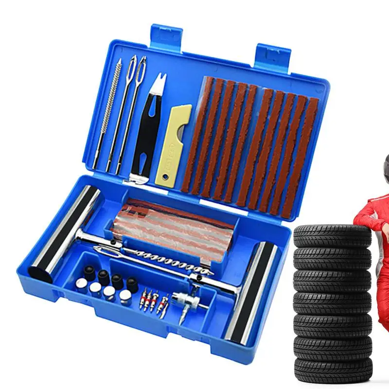 

Plug Patch Tire Repair Kit Flat Fast Tackle Set Plug Tool Punctures And Plug Flats Effective Sturdy Heavy Duty Repair Tire Kit