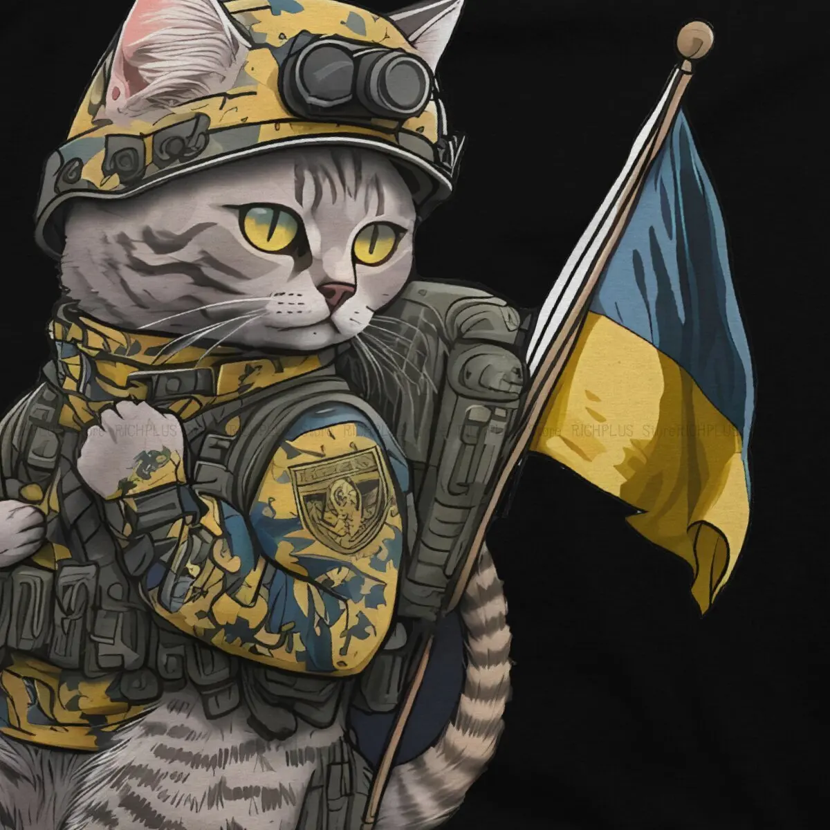 Cat Ukrainian Soldier Animal Man TShirt Special Fashion Polyester T Shirt Original Sweatshirts New Trend