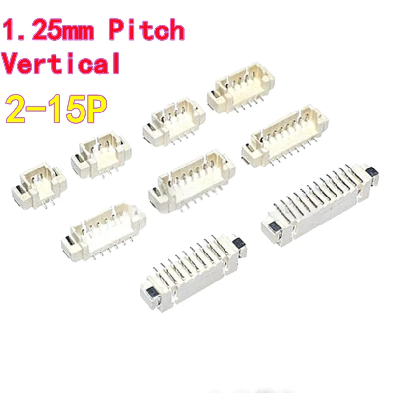 20PCS 1.25mm Pitch, Horizontal & Vertical Mounting, 2P/3/4/5/6/8/10-12P SMT Horizontal Socket Connector