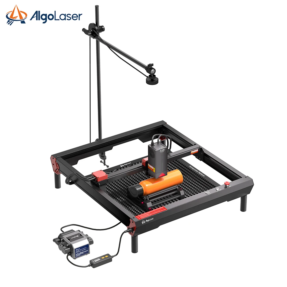 AlgoLaser Alpha 22W Laser Engraver with Camera Include Rotary Rotary Air Pump Raisers and Honeycomb Panel Laser Engraver Cutter