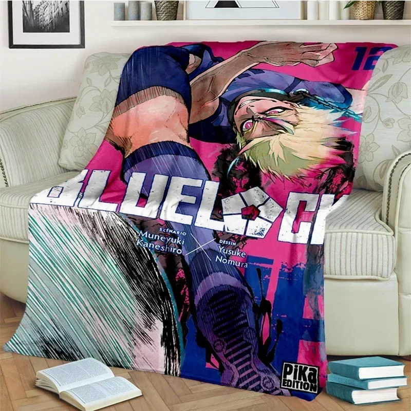 

D Football Anime Blue Lock Cartoon Blanket Soft Plush Throw for Home Bedroom Sofa Bed Picnic Travel Office Kids Gift