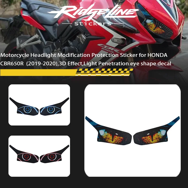 

Motorcycle Headlight Modification Protection Sticker for HONDA CBR650R (2019-2020),3D Effect,Light Penetration eye shape decal