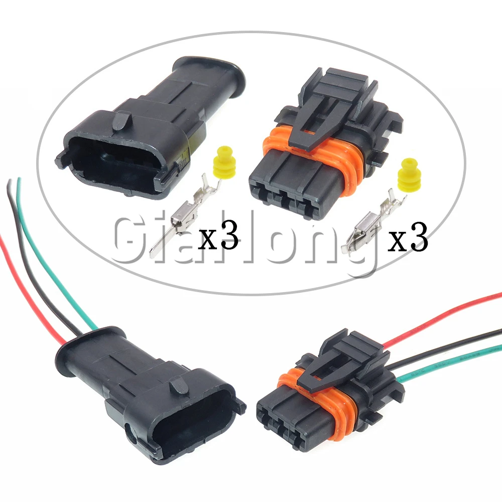 1 Set 3 Ways AC Assembly Auto Idle Motor Intake Pressure Sensor Waterproof Plug 368161-1 Car Wiring Terminal Socket For Hyundai