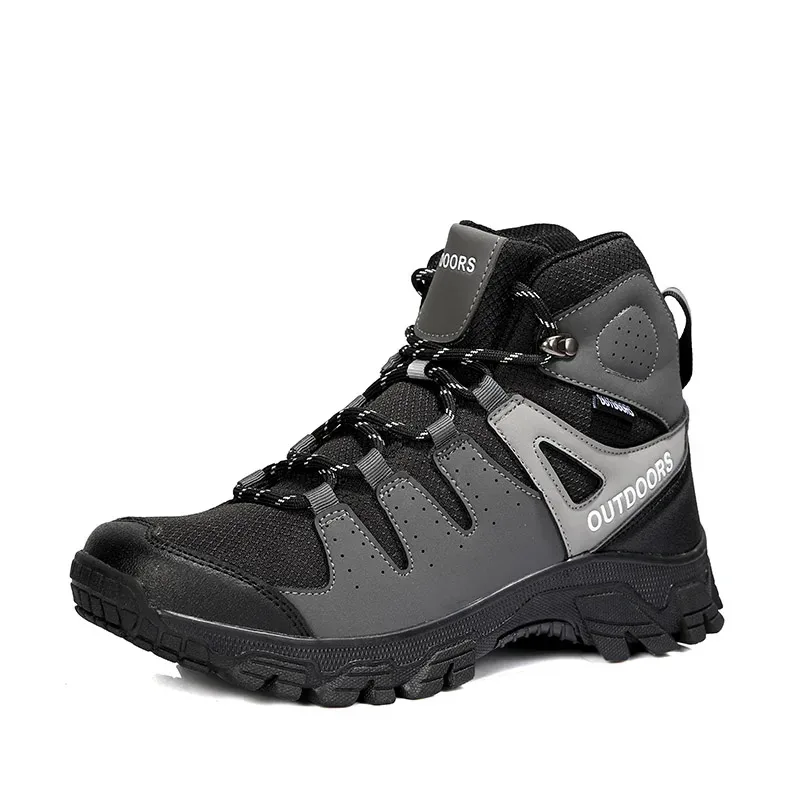 

Autumn Winter Hiking Ankle Men Outdoor Trekking Shoes Black Gray Anti Slip Mountain Boots Size 40-47