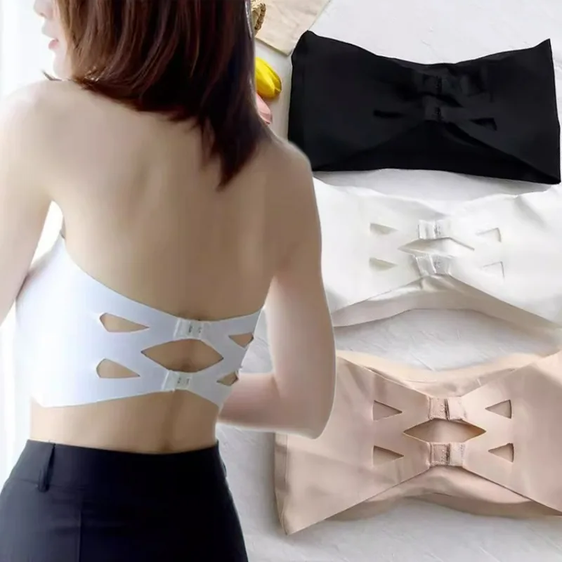 2pcs One Piece Seamless Tube Tops for Women Invisible Bra Intimates Strapless Bustier Bandeau Breathable Wrapped Chest Underwear
