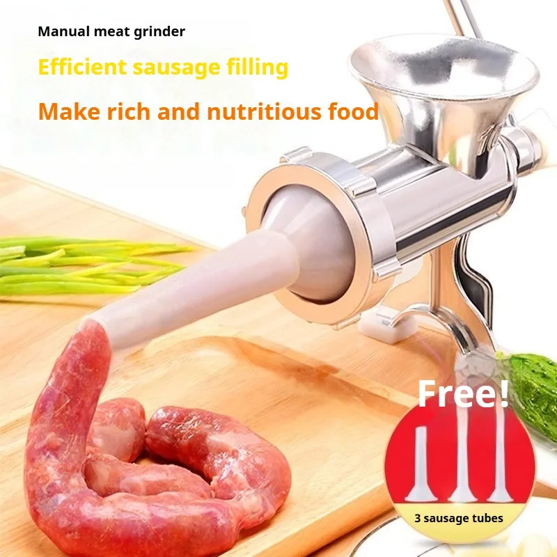 

Stainless Steel Meat Grinder Manual Mincer Manual Meat Grinder Sausage Maker Table for Household Pork Mincer Sausage Maker