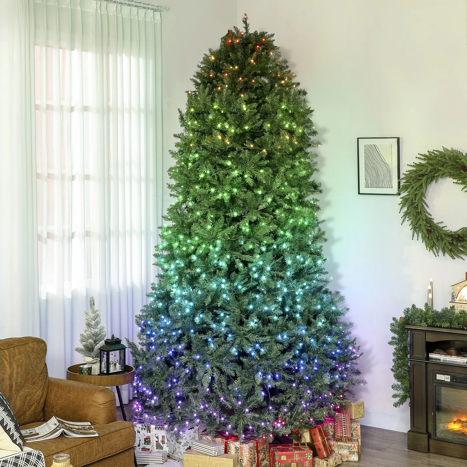 

9ft Christmas Tree with RGB LEDs, App Control, Hinged Xmas Tree