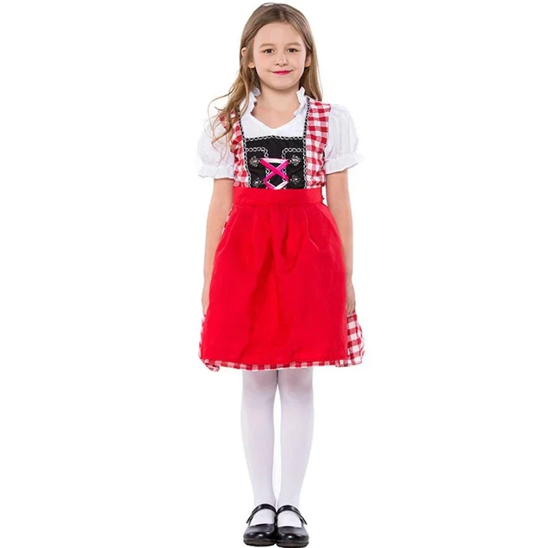 

Child Germany Beer Festival Waiter Cosplay Costumes Boys And Girls Oktoberfest Costumes Halloween Kids S-XL Role Play Uniform
