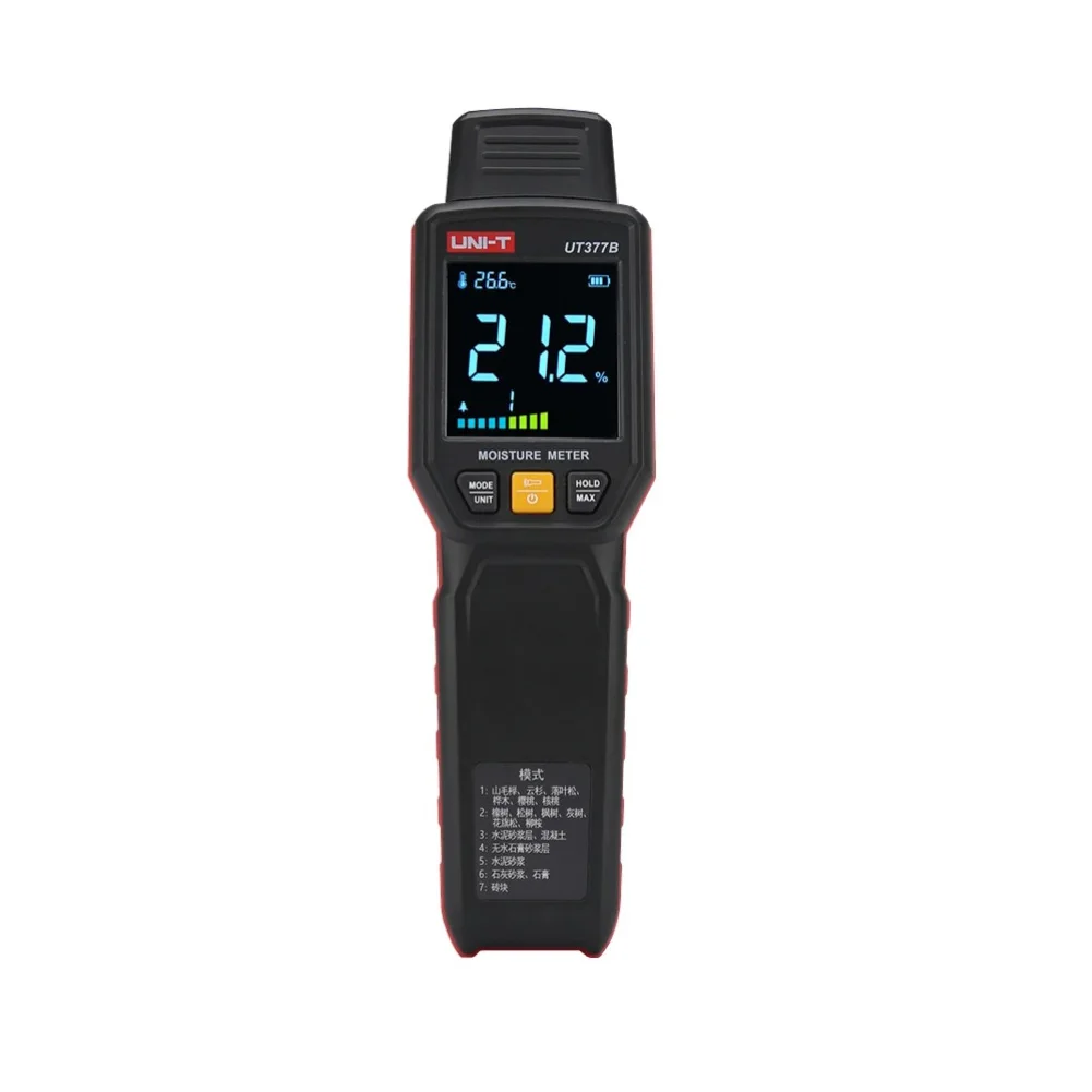 Pin-type UT377B wood moisture meter with 7-mode switch for timber plywood furniture and construction materials