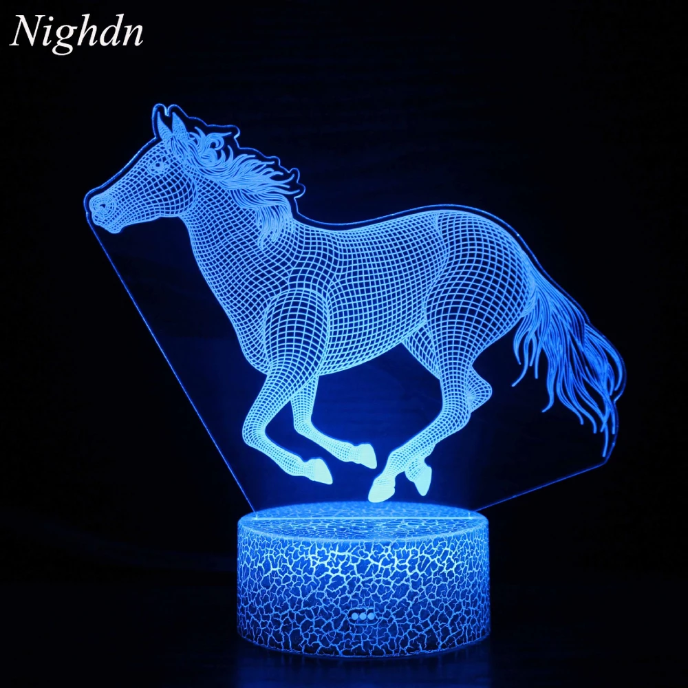 Nighdn 3D Horse Lamp LED Night Light for Kids Room Decor 7 Color Illusion Table Lamp Chid Nightlight Horse Gift for Girls Boys