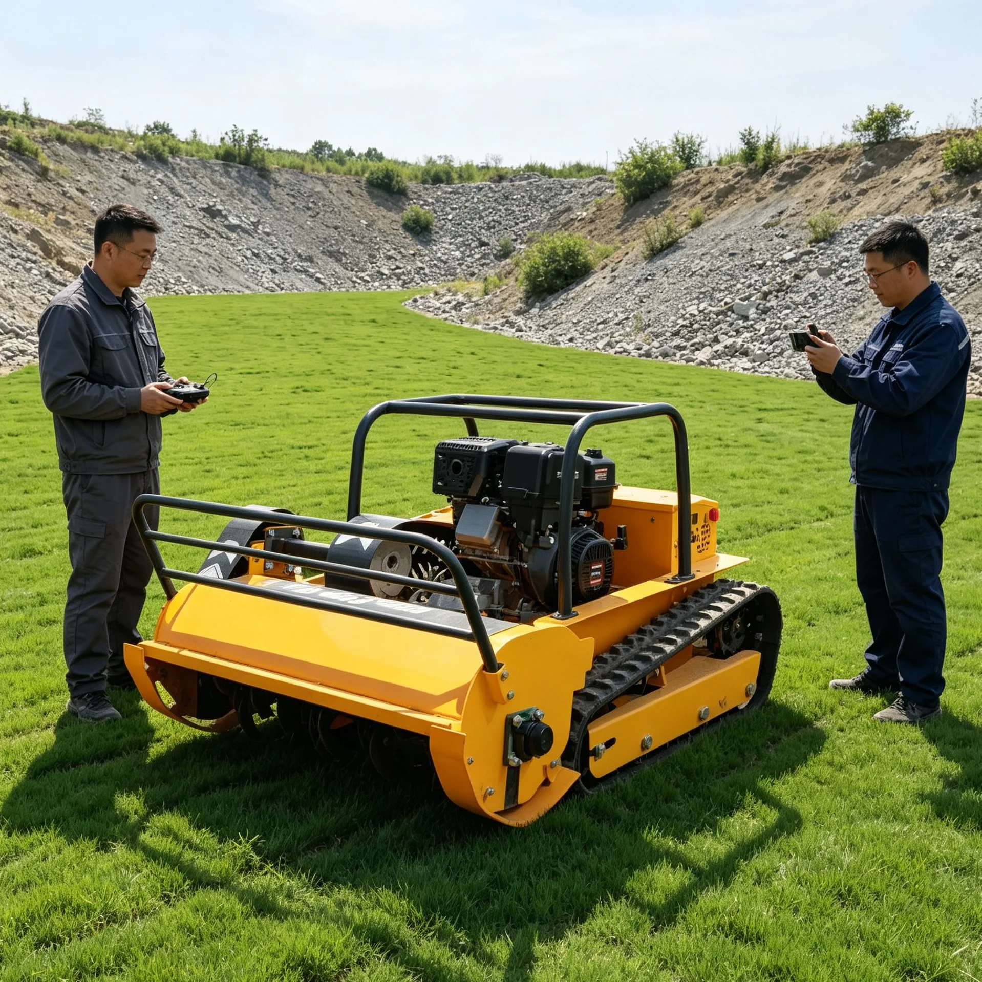 Customized self‑propelled remote‑controlled lawn mower, optional color shell, durable device for mountain‑area orchard