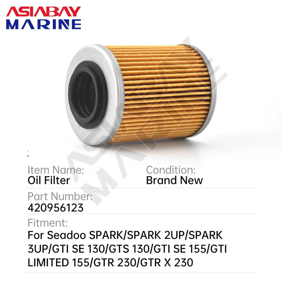 420956123 Oil Filter For Seadoo BRP Spark 900 GTI 90 Rotax GTI SE 130 GTS 130 GTI 155 GTR 230 Sea-Doo 420-956-123