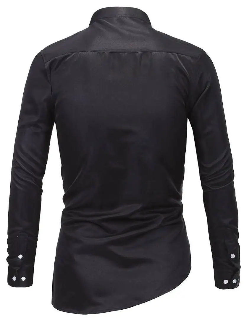 

New Men's Longsved Shirt Stand Collar PU Leather Thickened Long Sleeve Cleanfit Style for Middle-Aged And Elderly All Seasons