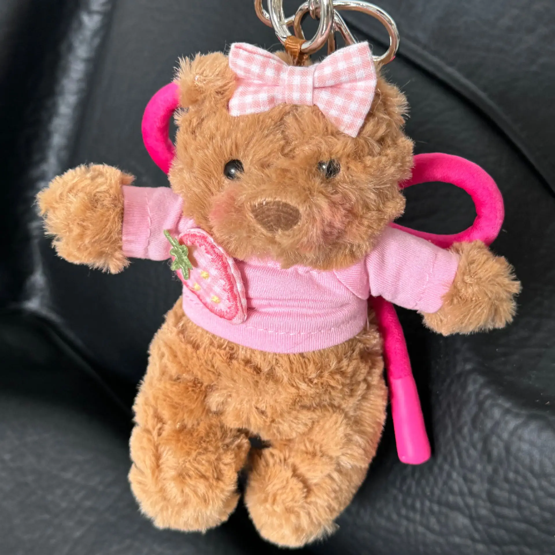 New Cute Rose Red Bear Keychain Barcelona Bear Doll Pendant Creative Packaging Decoration Car Rearview Mirror Pendant Gift