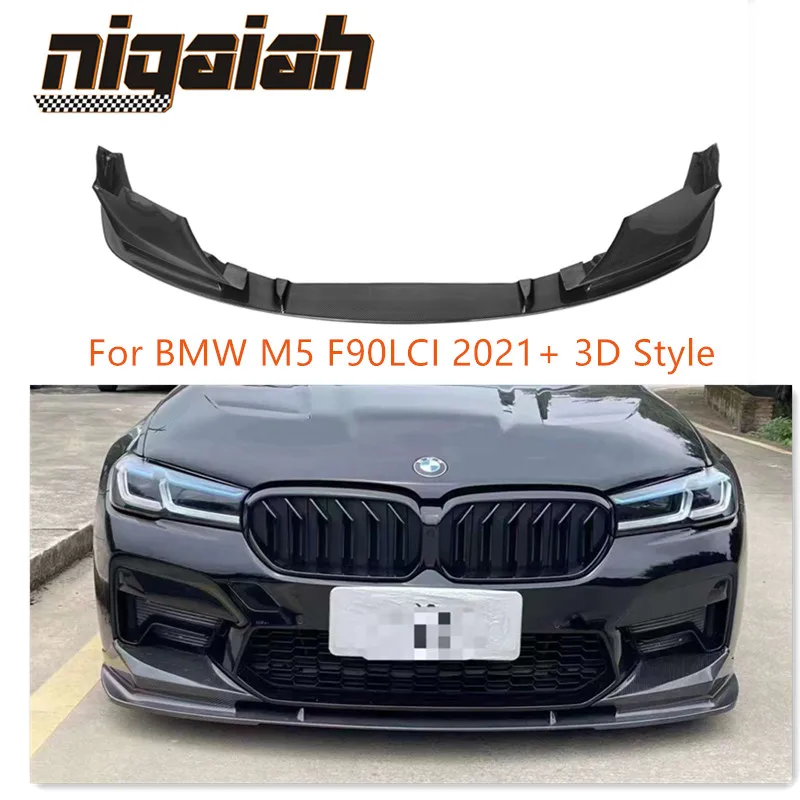 

3D Style Carbon Fiber Car Front Bumper lip For BMW F90LCI M5 3D Style 2021+ FRP Head Bumper Guard